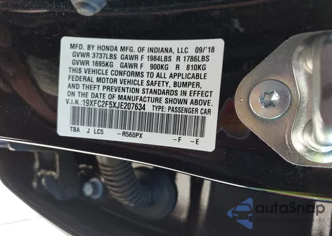 2018 Honda Civic Lx from USA, damaged, VIN 19XFC2F5XJE207634
